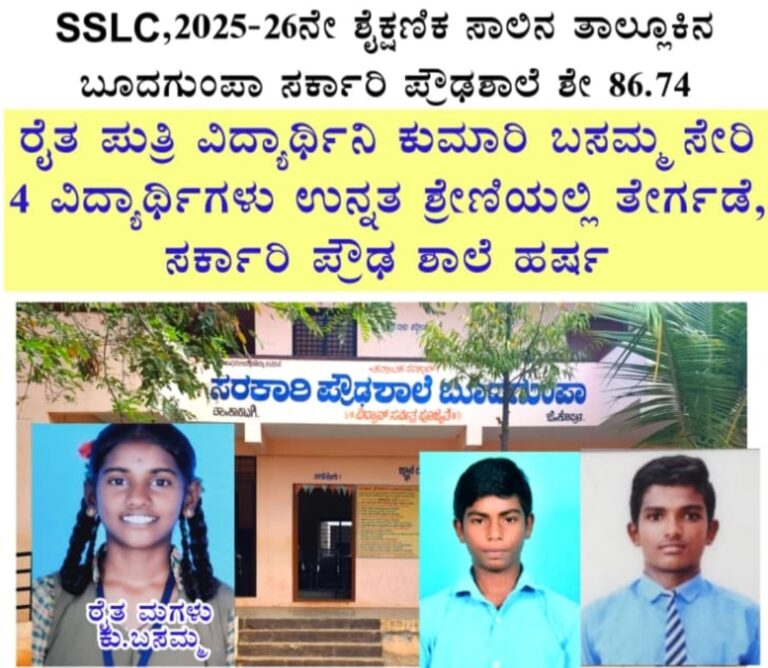 ಕಾರಟಗಿ: ಬೂದಗುಂಪ ಸರ್ಕಾರಿ ಶಾಲೆಯ ವಿದ್ಯಾರ್ಥಿನಿ ಬಸಮ್ಮಗೆ ಭರ್ಜರಿ ಸಾಧನೆ: 625ಕ್ಕೆ 596 ಅಂಕ, ಗ್ರಾಮದ ಕೀರ್ತಿ ಹೆಚ್ಚಿಸಿದ ರೈತ ಪುತ್ರಿ