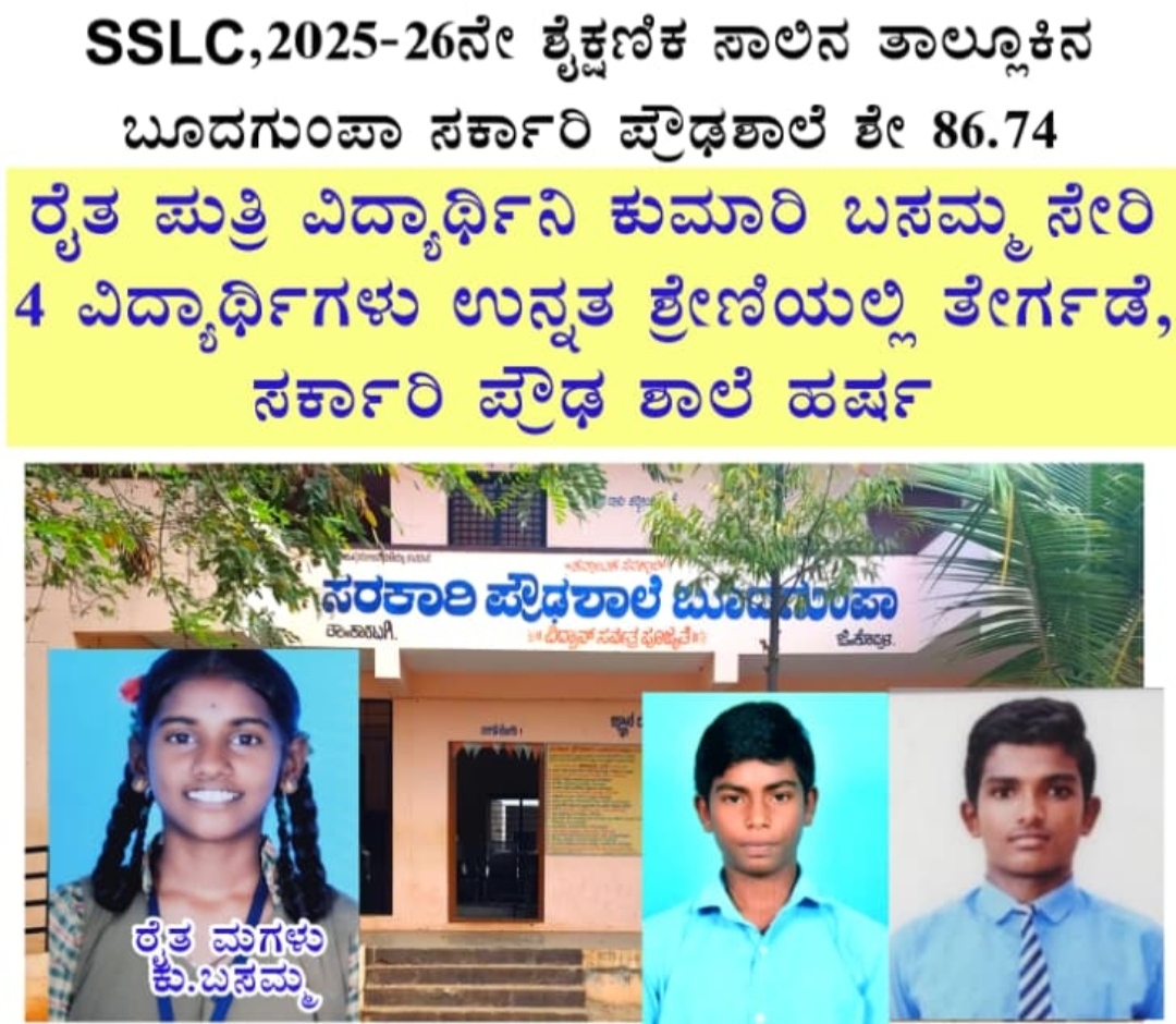 ಕಾರಟಗಿ: ಬೂದಗುಂಪ ಸರ್ಕಾರಿ ಶಾಲೆಯ ವಿದ್ಯಾರ್ಥಿನಿ ಬಸಮ್ಮಗೆ ಭರ್ಜರಿ ಸಾಧನೆ: 625ಕ್ಕೆ 596 ಅಂಕ, ಗ್ರಾಮದ ಕೀರ್ತಿ ಹೆಚ್ಚಿಸಿದ ರೈತ ಪುತ್ರಿ