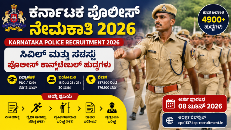 Police Recruitment 2026: 3,395 ಸಿವಿಲ್ ಪೊಲೀಸ್ ಕಾನ್ಸ್‌ಟೇಬಲ್ ಹುದ್ದೆಗಳ ಅರ್ಜಿ ದಿನಾಂಕ ವಿಸ್ತರಣೆ; ಜುಲೈ 8ರ ವರೆಗೆ ಅವಕಾಶ
